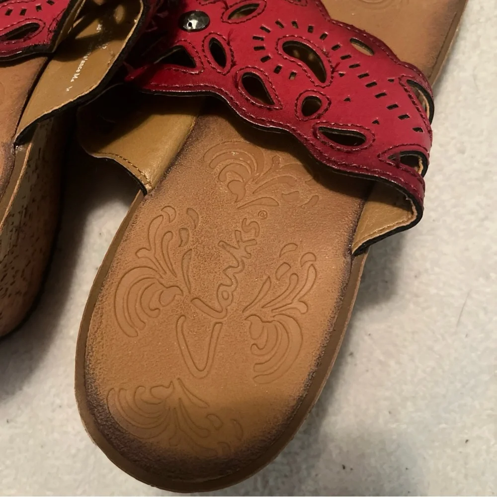 Clarks Red Cut-Out Sandals - Picture 6 of 6
